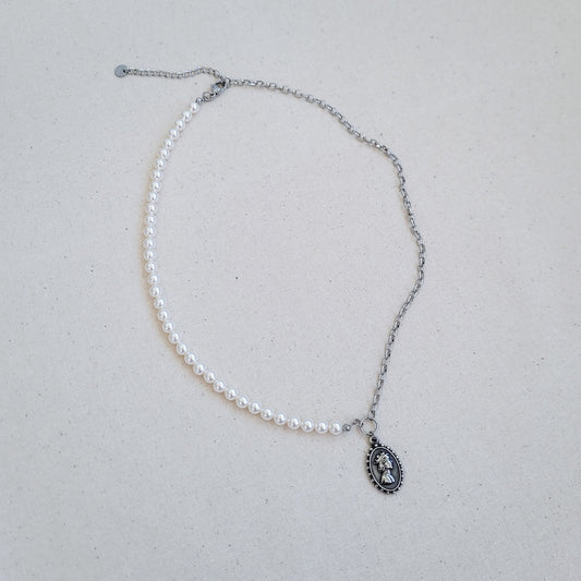 Swarovski White Pearl 5mm & Surgical Steel Necklace