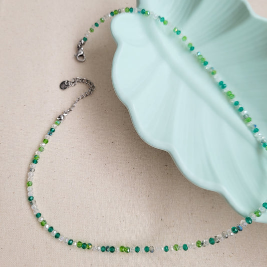 Crystal Beads Green Necklace