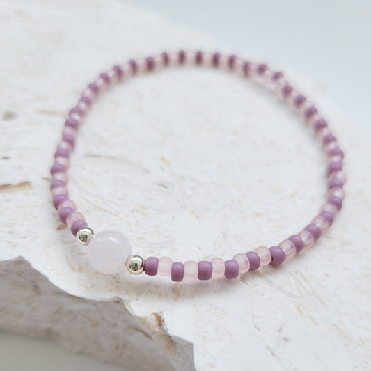 Seed Beads & Rose Quartz Bracelet