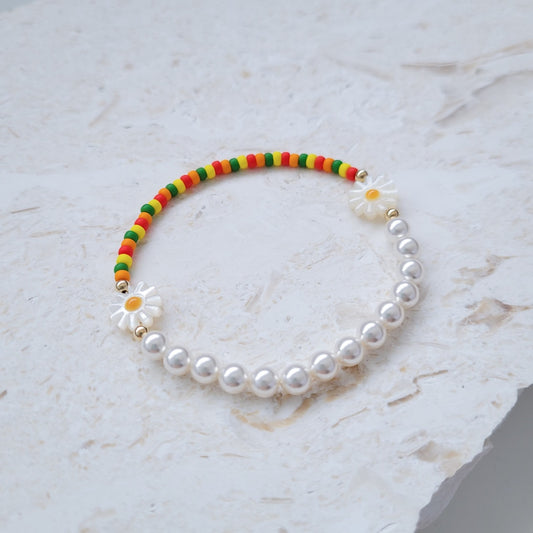 Swarovski Pearl & Seed Beads Daisy Bracelet
