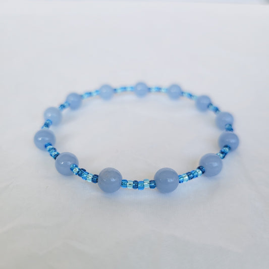 Miyuki Seed Beads & Blue Angelite Natural Gemstone Bracelet